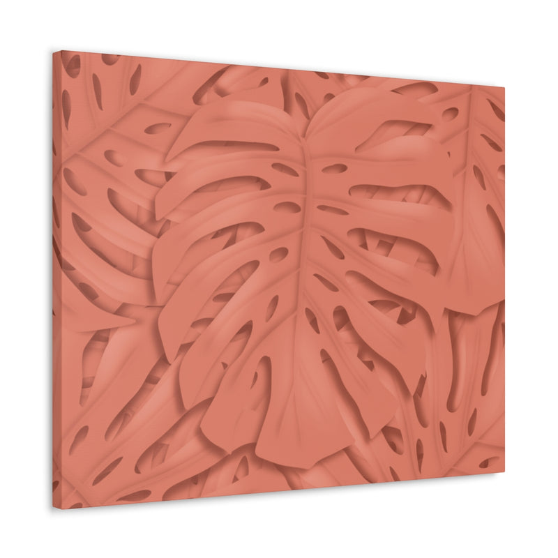 Coral Monstera Canvas