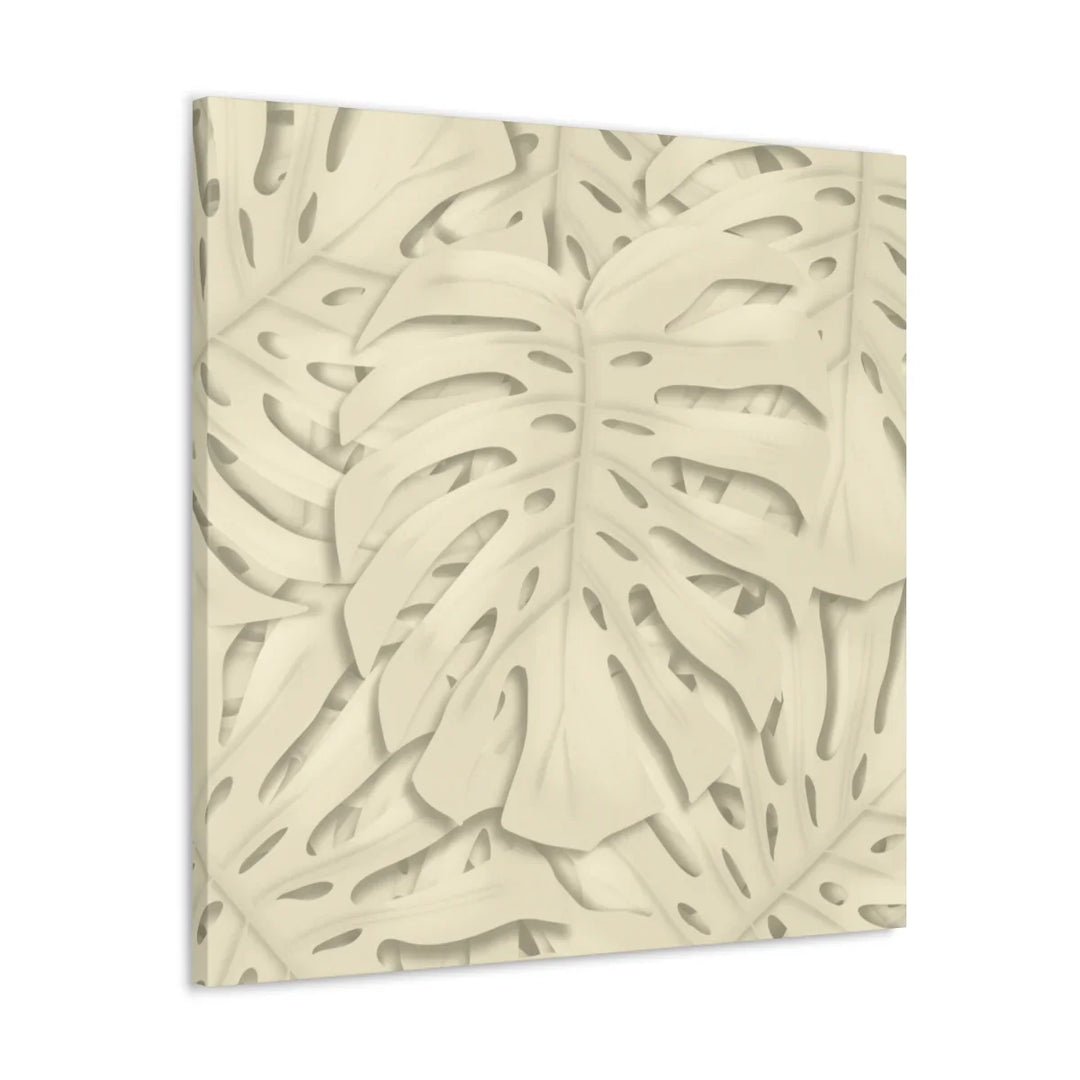 Monstera Canvas Print – Durable Cotton Stretched Canvas Art Print | Beige Botanical Wall Decor