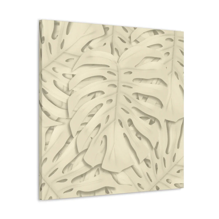 Monstera Canvas Print – Durable Cotton Stretched Canvas Art Print | Beige Botanical Wall Decor