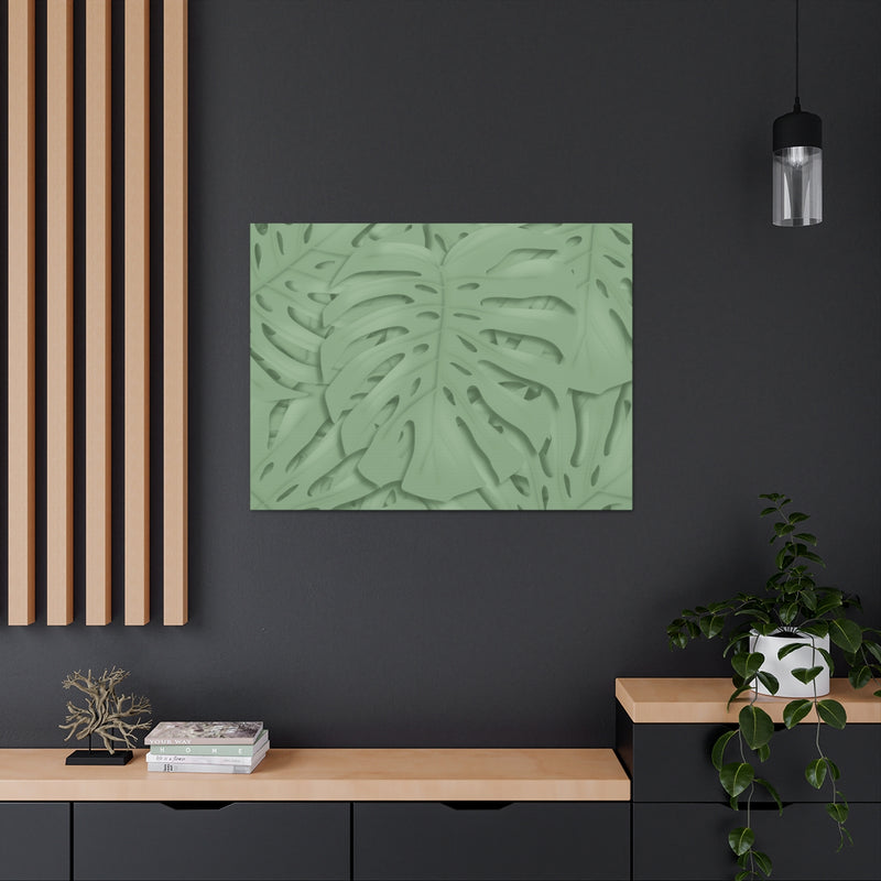 Deep Sage Monstera Canvas