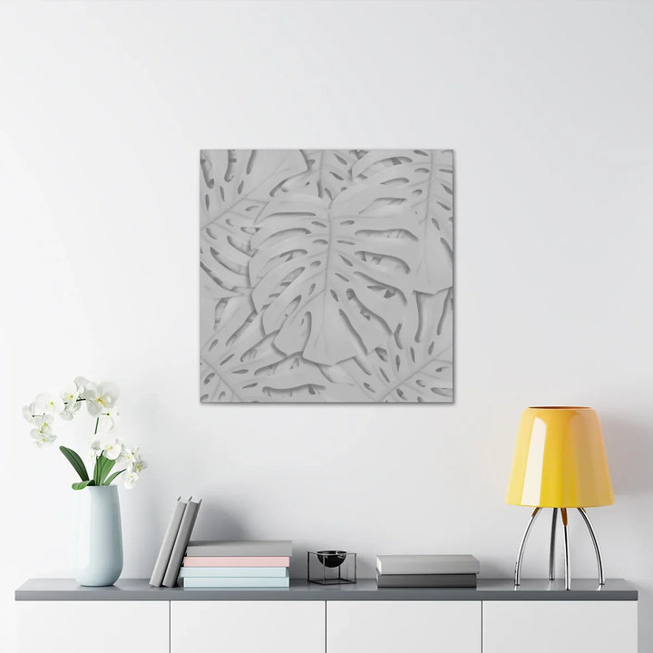 Monstera Canvas Art | Gray Canvas Print - Stretched Cotton Art Print for Indoor Wall Decor