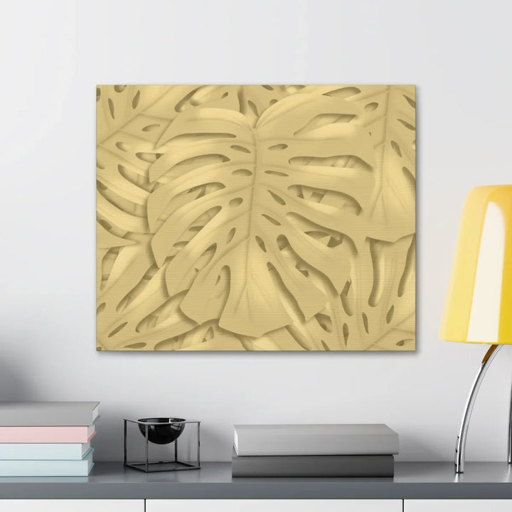 Golden Monstera Canvas - Indoor Wall Art | Durable Matte Finish Canvas Art Print