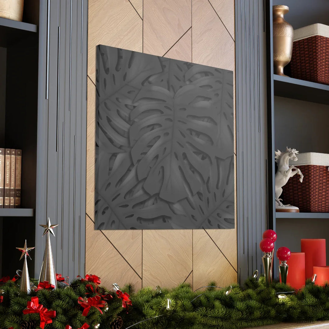 Monstera Canvas Art – Charcoal Leaf Canvas Art Print | Durable Matte Cotton Wall Decor