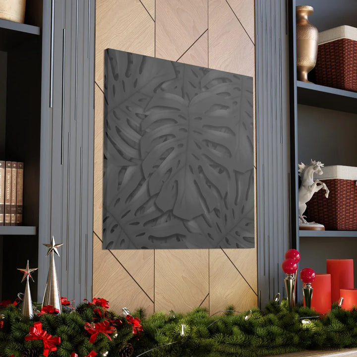 Monstera Canvas Art – Charcoal Leaf Canvas Art Print | Durable Matte Cotton Wall Decor