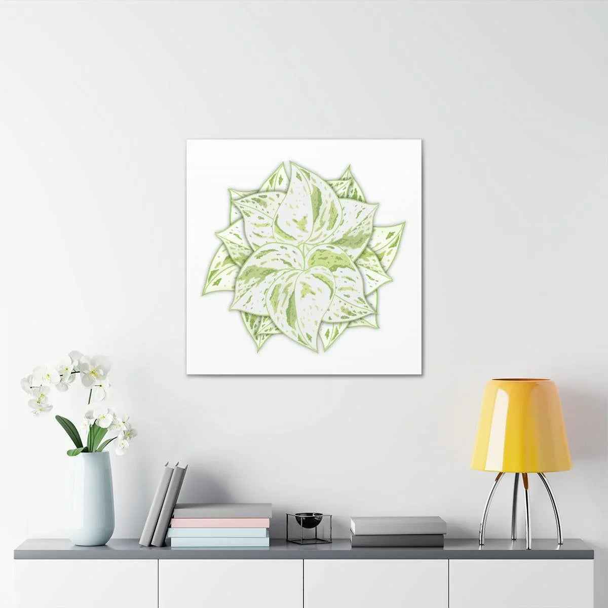 Snow Queen Pothos Canvas – Variegated Leaf Canvas Art Print | Durable Cotton