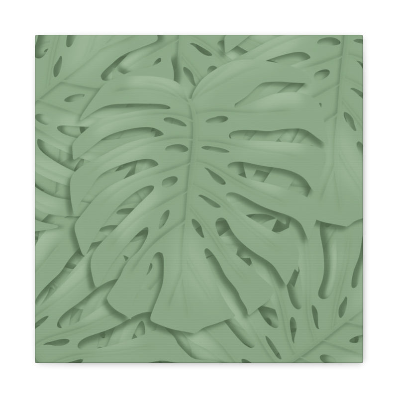 Deep Sage Monstera Canvas