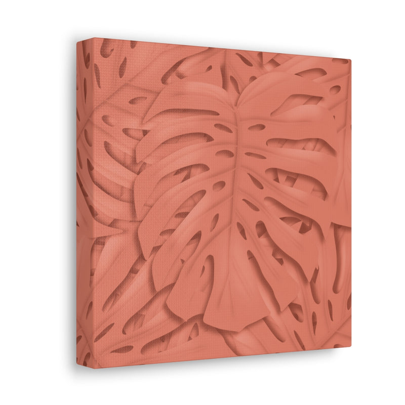 Coral Monstera Canvas