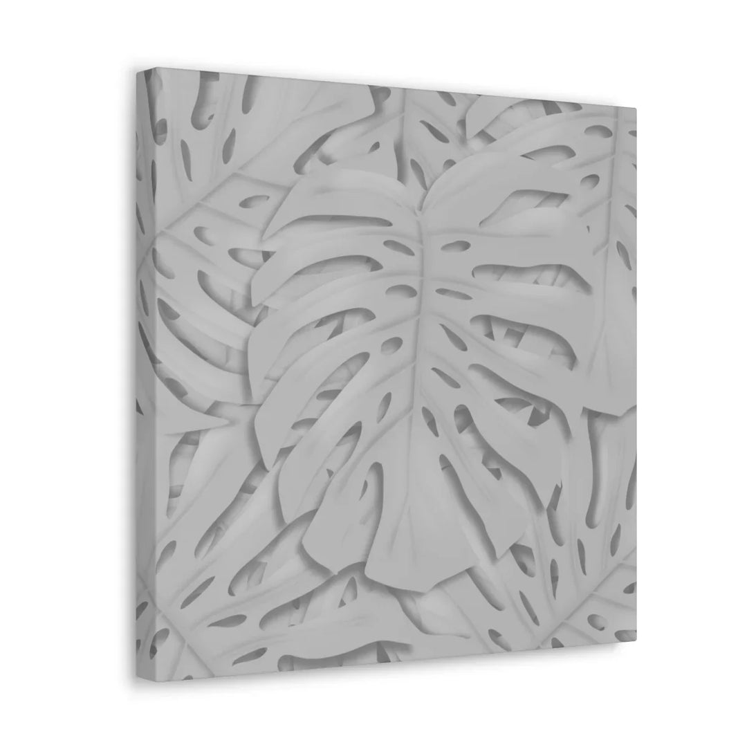Monstera Canvas Art | Gray Canvas Print - Stretched Cotton Art Print for Indoor Wall Decor