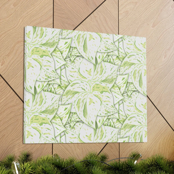 Snow Queen Pothos Canvas – Matte Finish Canvas Art Print | Variegated Botanical Wall Decor