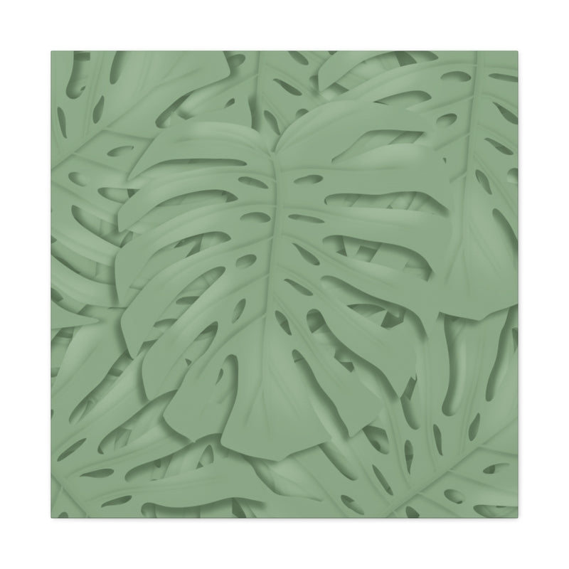 Deep Sage Monstera Canvas