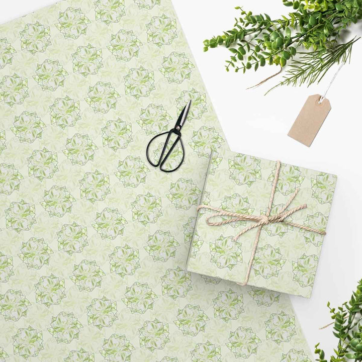 Snow Queen Wrapping Paper – Premium Gloss Holiday Gift Wrap with White Foliage Design