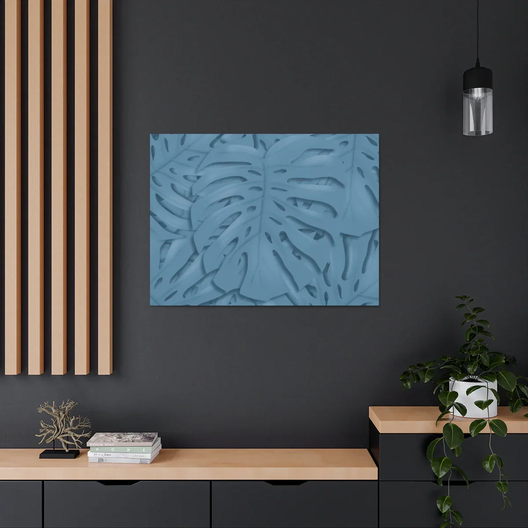 Monstera Canvas Art | Blue Monstera Print on Durable Matte Finish Canvas Art Print