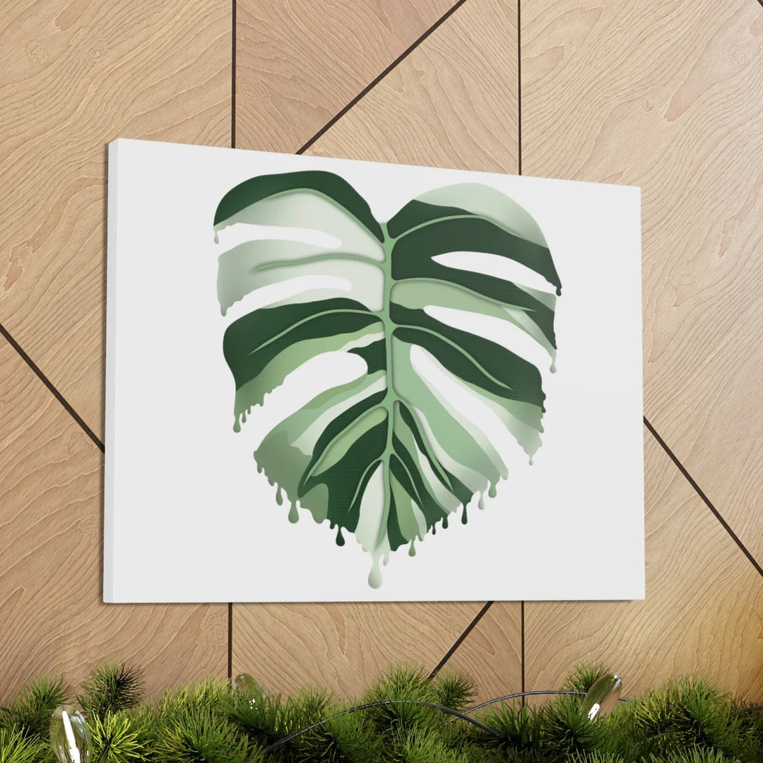 Melting Monstera Albo Canvas | Large Botanical Canvas Art Print With Matte Finish - Laura Christine Photography & Design