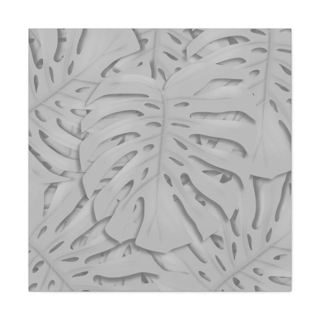 Monstera Canvas Art | Gray Canvas Print - Stretched Cotton Art Print for Indoor Wall Decor