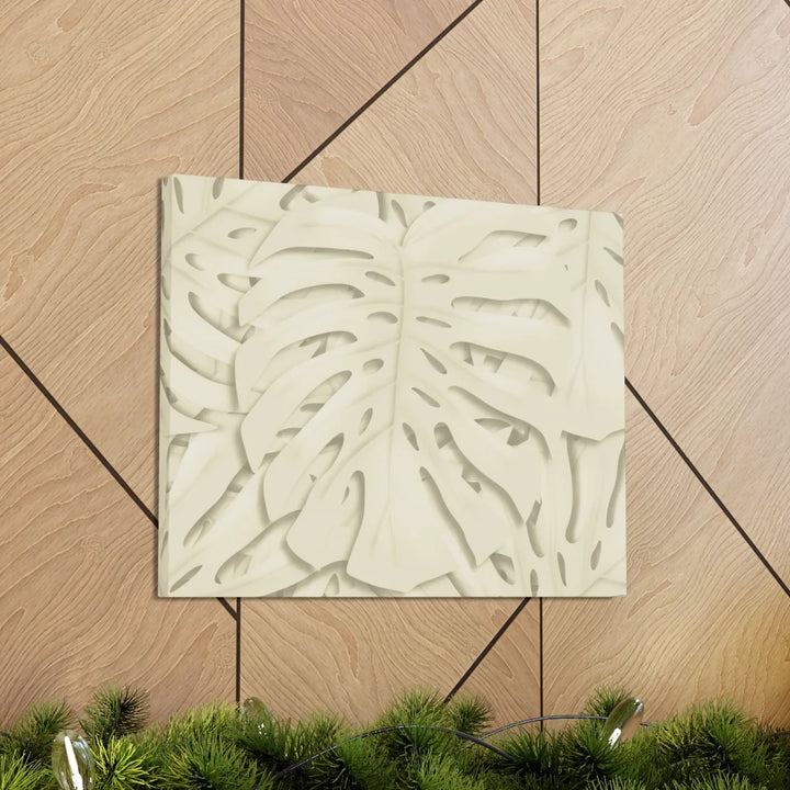 Monstera Canvas Print – Durable Cotton Stretched Canvas Art Print | Beige Botanical Wall Decor