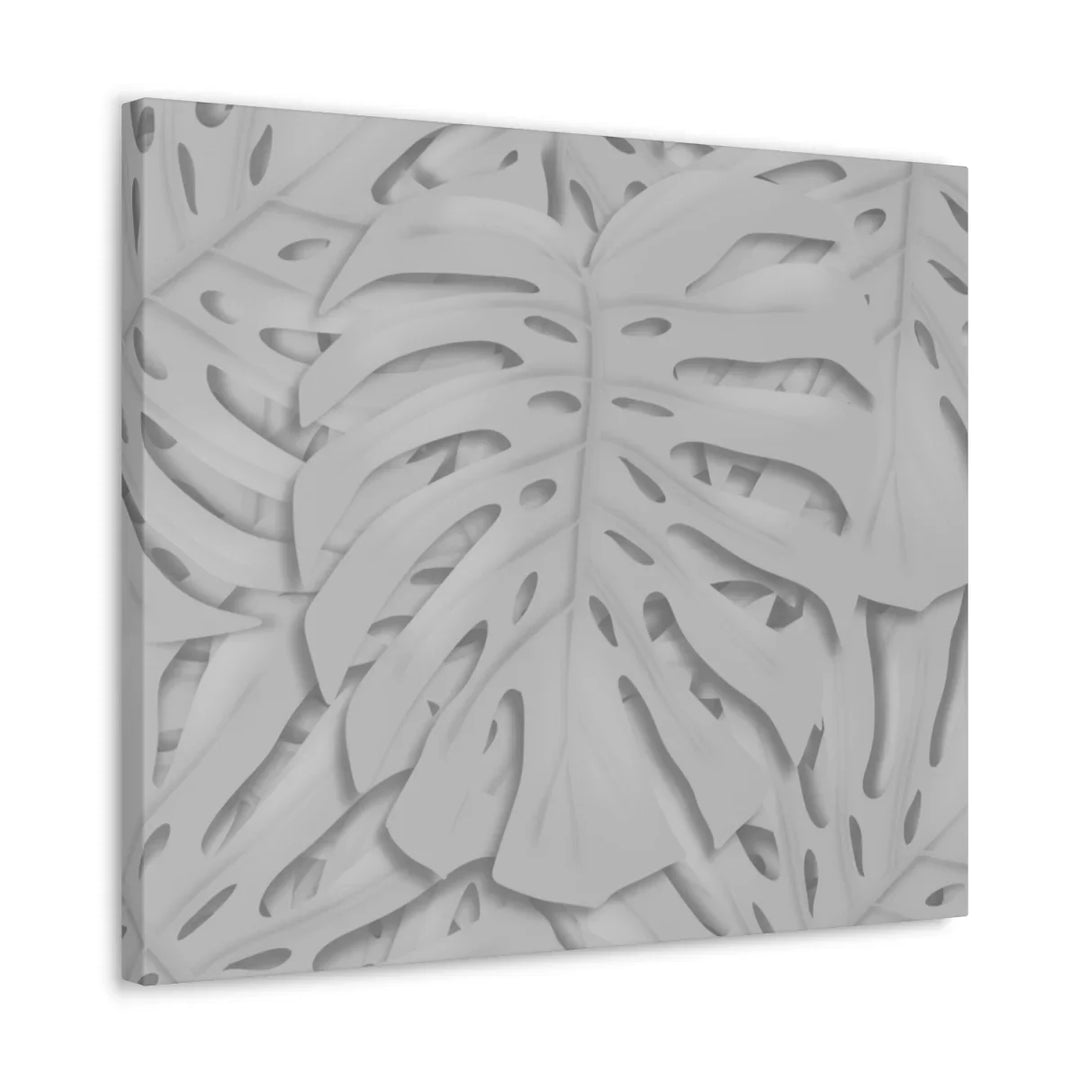 Monstera Canvas Art | Gray Canvas Print - Stretched Cotton Art Print for Indoor Wall Decor