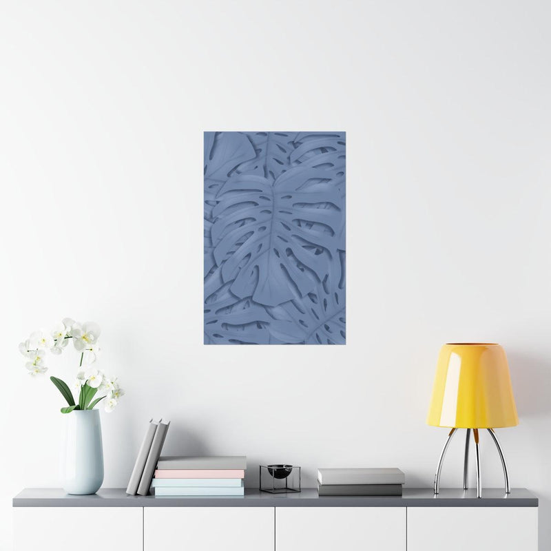 Slate Blue Monstera Print, Poster, Laura Christine Photography & Design, Back to School, Home & Living, Indoor, Matte, Paper, Posters, Valentine&