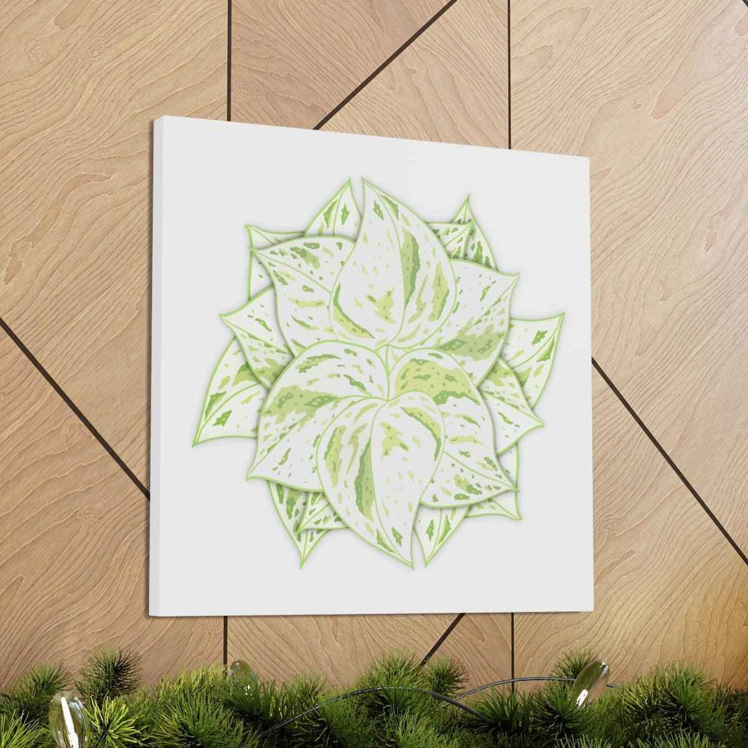 Snow Queen Pothos Canvas – Variegated Leaf Canvas Art Print | Durable Cotton