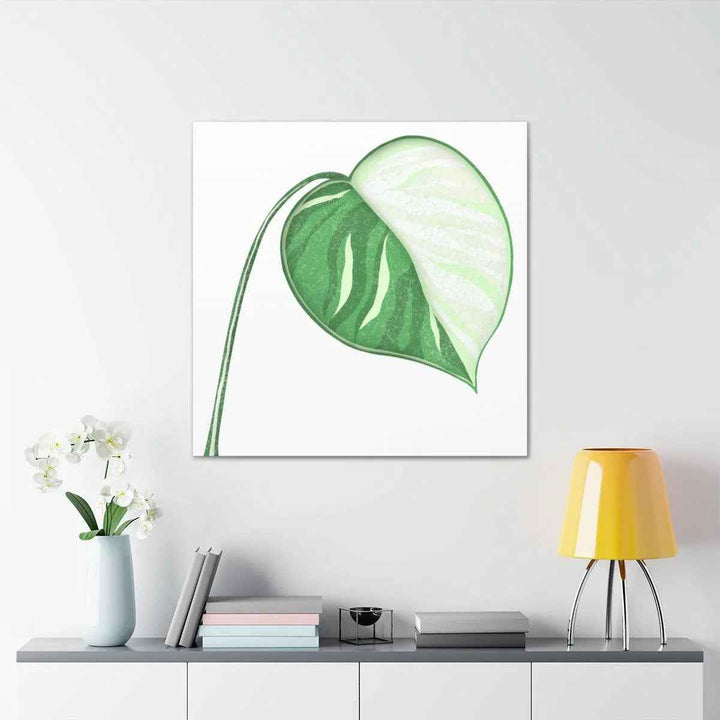 Monstera Albo Canvas | Large Tropical Leaf Artwork - Matte Finish Canvas Art Print