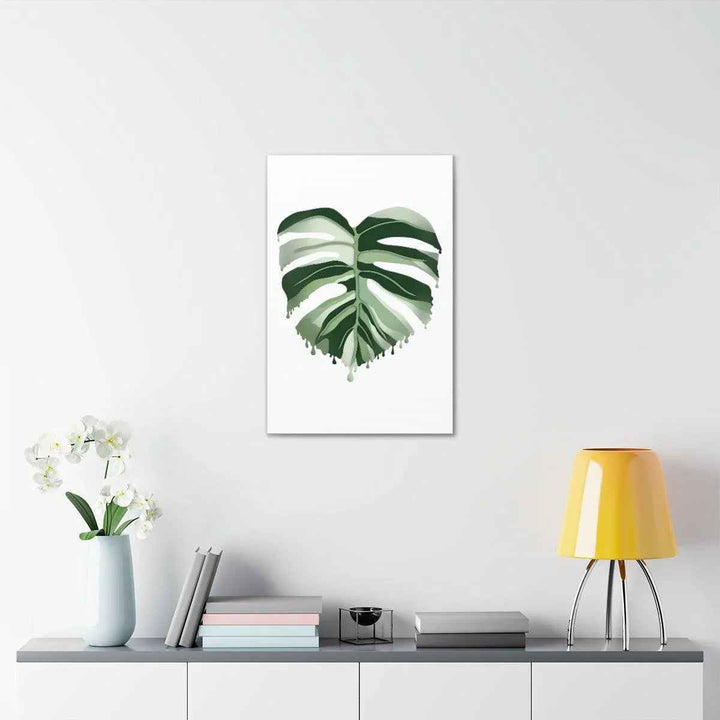 Melting Monstera Albo Canvas | Large Botanical Canvas Art Print With Matte Finish