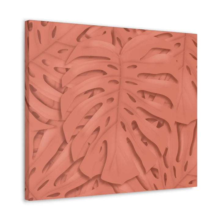 Coral Monstera Canvas - Botanical Canvas Art Print With Matte Finish & Durable Cotton