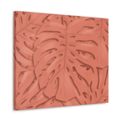 Coral Monstera Canvas