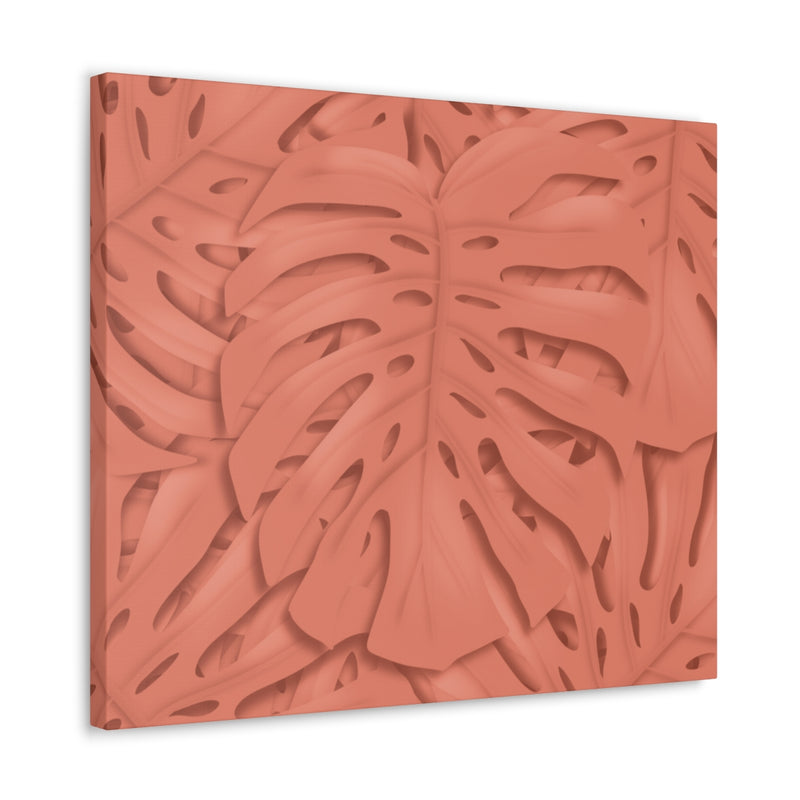 Coral Monstera Canvas