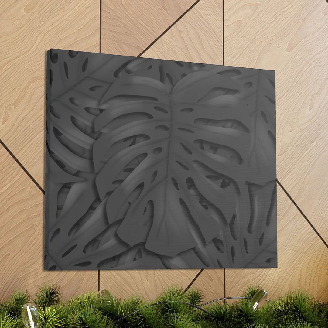 Monstera Canvas Art – Charcoal Leaf Canvas Art Print | Durable Matte Cotton Wall Decor