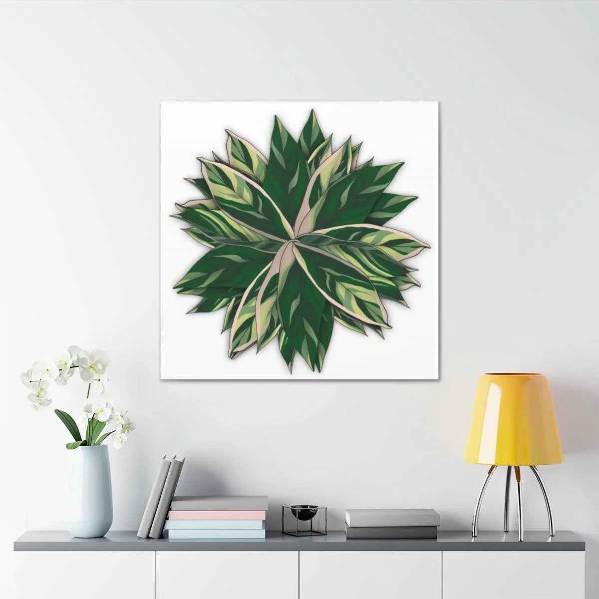 Stromanthe Triostar Canvas - Pastel Stripe Canvas Art Print With Vivid Color Artwork