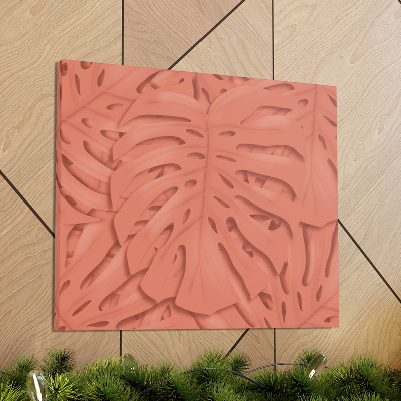 Coral Monstera Canvas