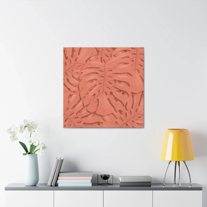 Coral Monstera Canvas - Botanical Canvas Art Print With Matte Finish & Durable Cotton