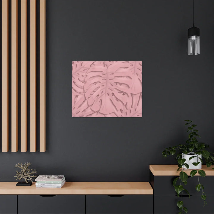 Monstera Canvas Art | Pink Wall Art - Botanical Wall Decor on Stretched Cotton Canvas Print