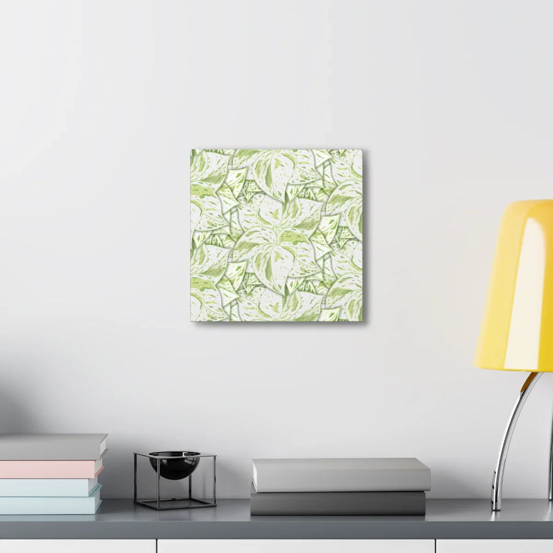 Snow Queen Pothos Canvas – Matte Finish Canvas Art Print | Variegated Botanical Wall Decor
