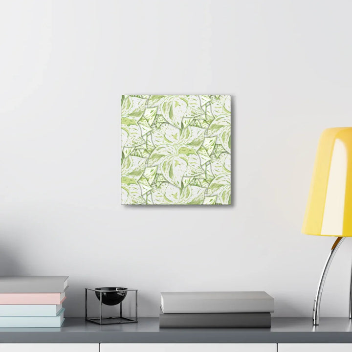 Snow Queen Pothos Canvas – Matte Finish Canvas Art Print | Variegated Botanical Wall Decor