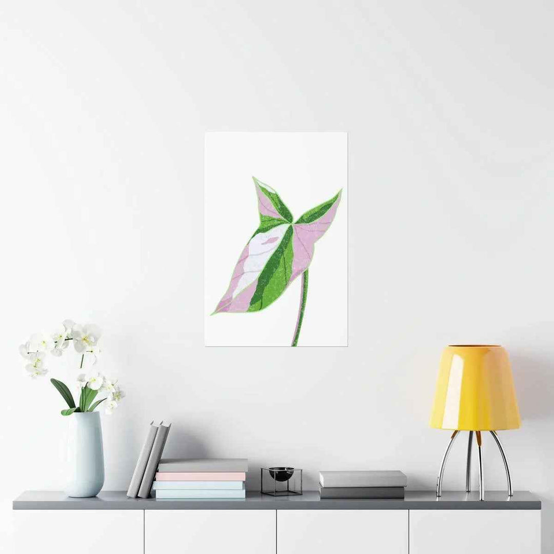 Syngonium Tricolor Print – Botanical Wall Art | Variegated Leaf Poster Unframed