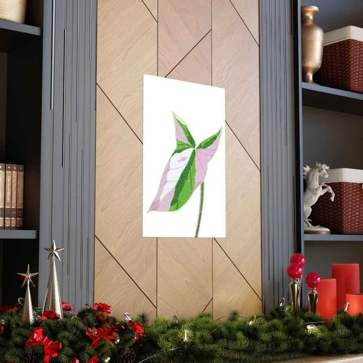 Syngonium Tricolor Print – Botanical Wall Art | Variegated Leaf Poster Unframed