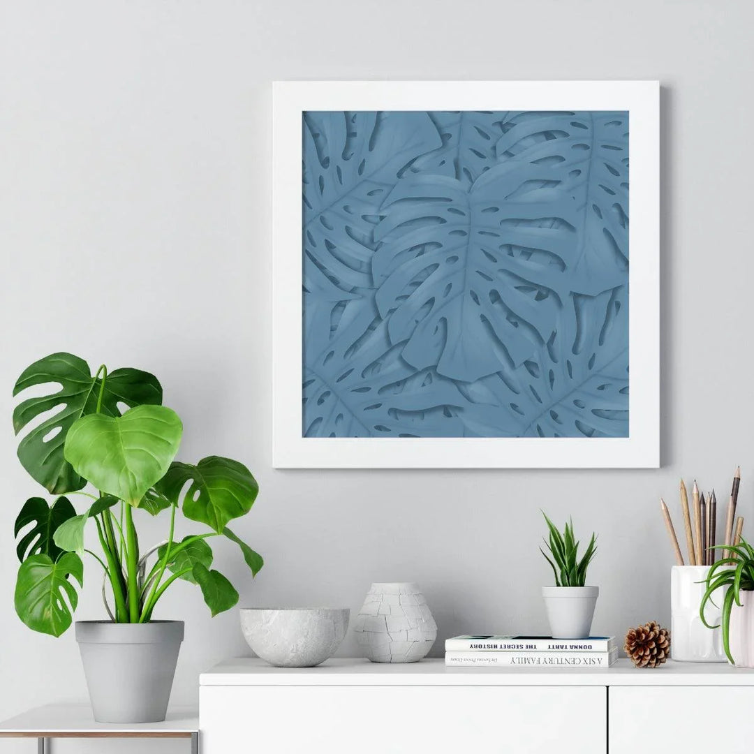 Cerulean Blue Monstera Framed Print, Poster, Laura Christine Photography & Design, Framed, Home & Living, Indoor, Paper, Posters, Laura Christine Photography & Design, laurachristinedesign.com
