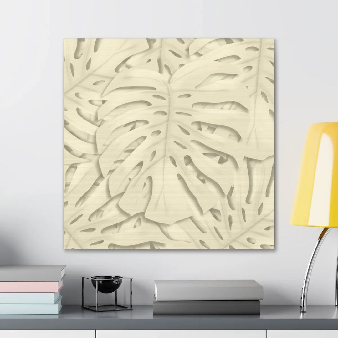 Monstera Canvas Print – Durable Cotton Stretched Canvas Art Print | Beige Botanical Wall Decor