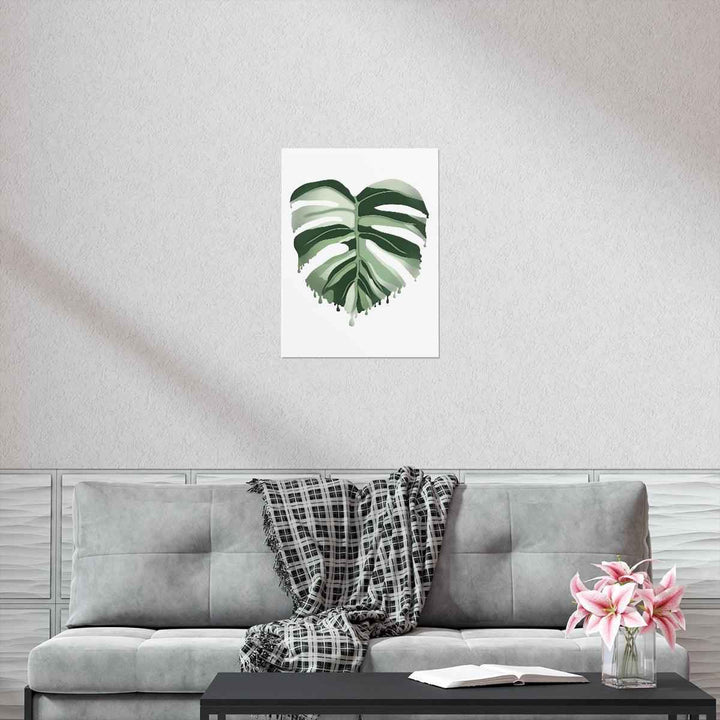 Melting Monstera Albo Print - Fine Art Poster | Botanical Wall Art on Matte Paper Unframed