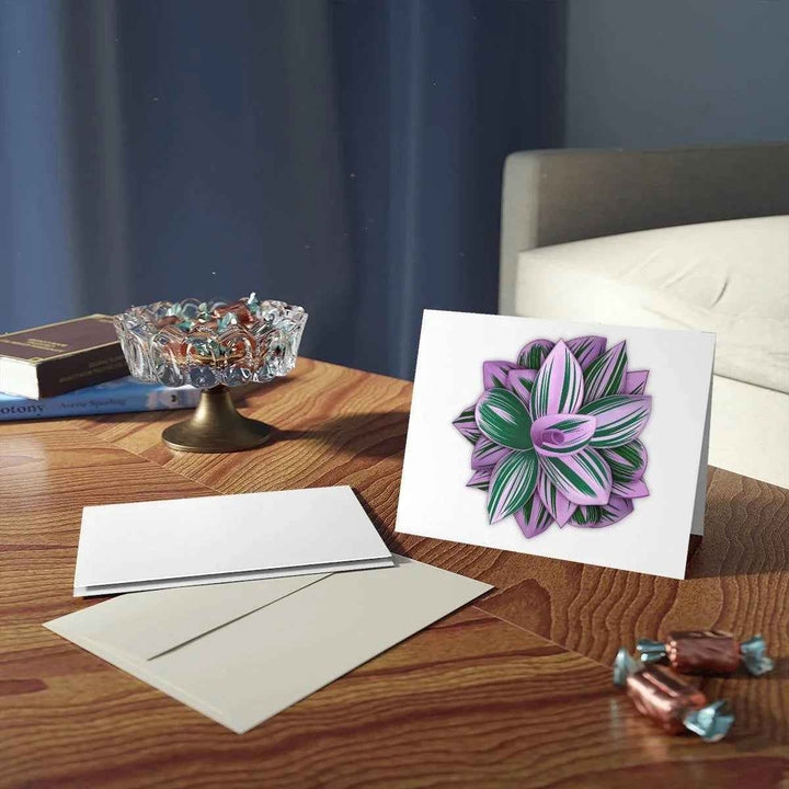 Tradescantia Nanouk Card – Floral Greeting Card with Colorful Variegated Foliage