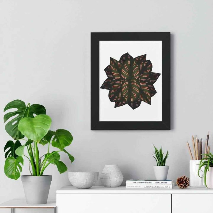 Calathea Pinstripe Print - Framed Botanical Art With Matte Finish & Acrylic Cover