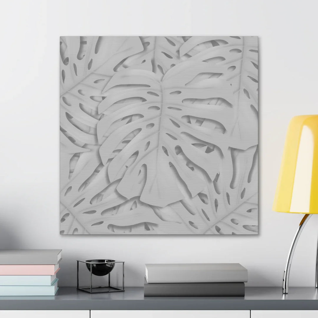 Monstera Canvas Art | Gray Canvas Print - Stretched Cotton Art Print for Indoor Wall Decor