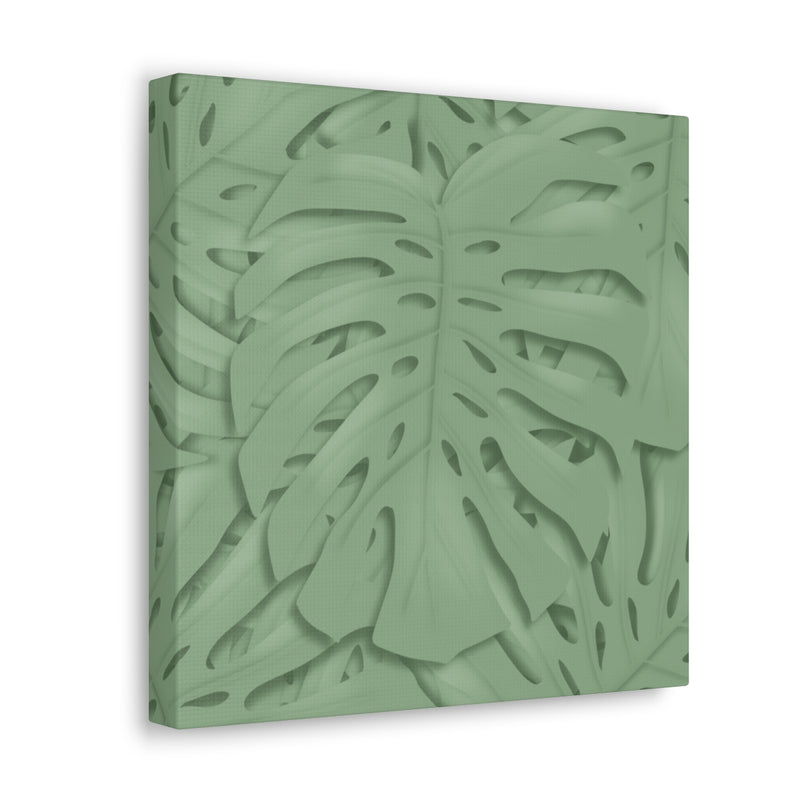 Deep Sage Monstera Canvas