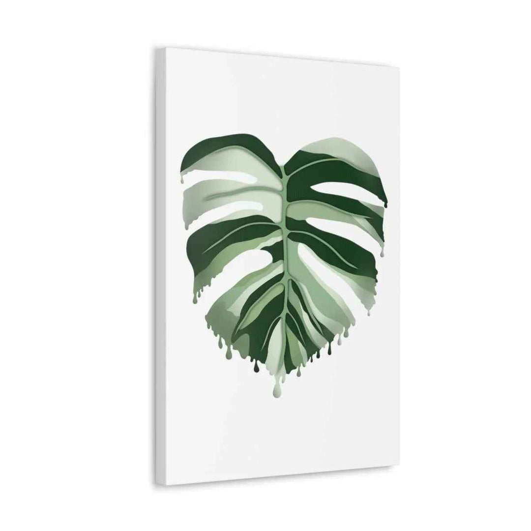 Melting Monstera Albo Canvas | Large Botanical Canvas Art Print With Matte Finish