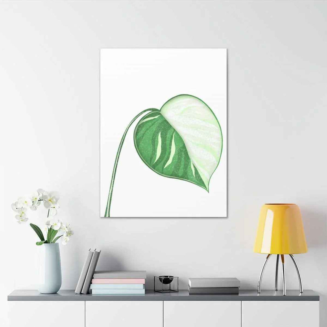 Monstera Albo Canvas | Large Tropical Leaf Artwork - Matte Finish Canvas Art Print