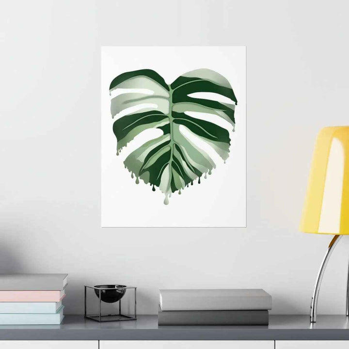 Melting Monstera Albo Print - Fine Art Poster | Botanical Wall Art on Matte Paper Unframed