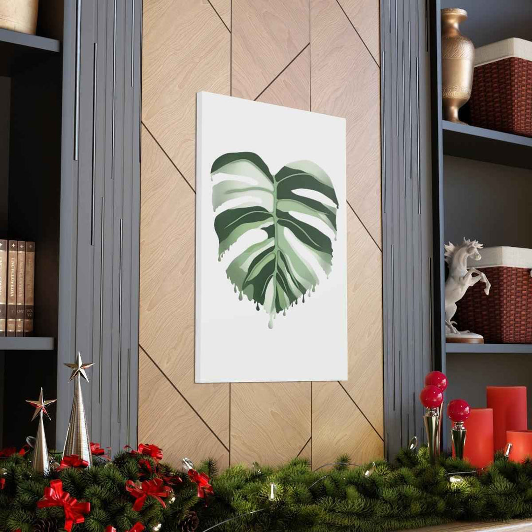 Melting Monstera Albo Canvas | Large Botanical Canvas Art Print With Matte Finish