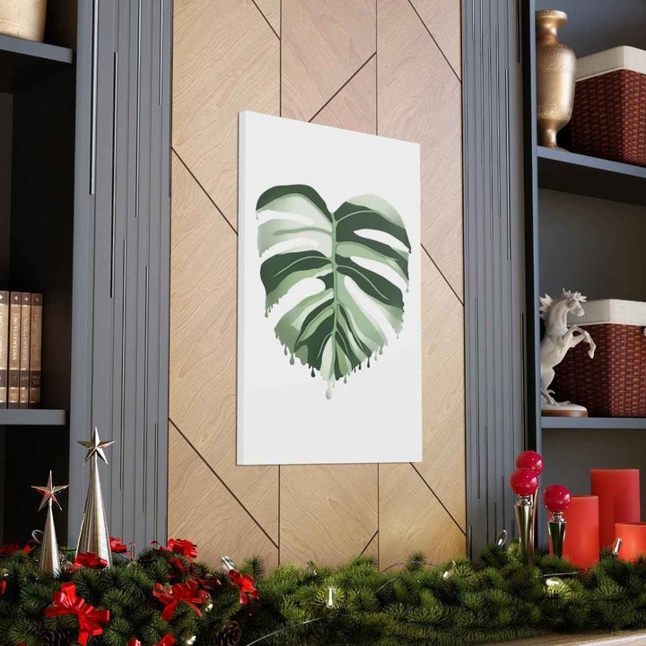 Melting Monstera Albo Canvas | Large Botanical Canvas Art Print With Matte Finish
