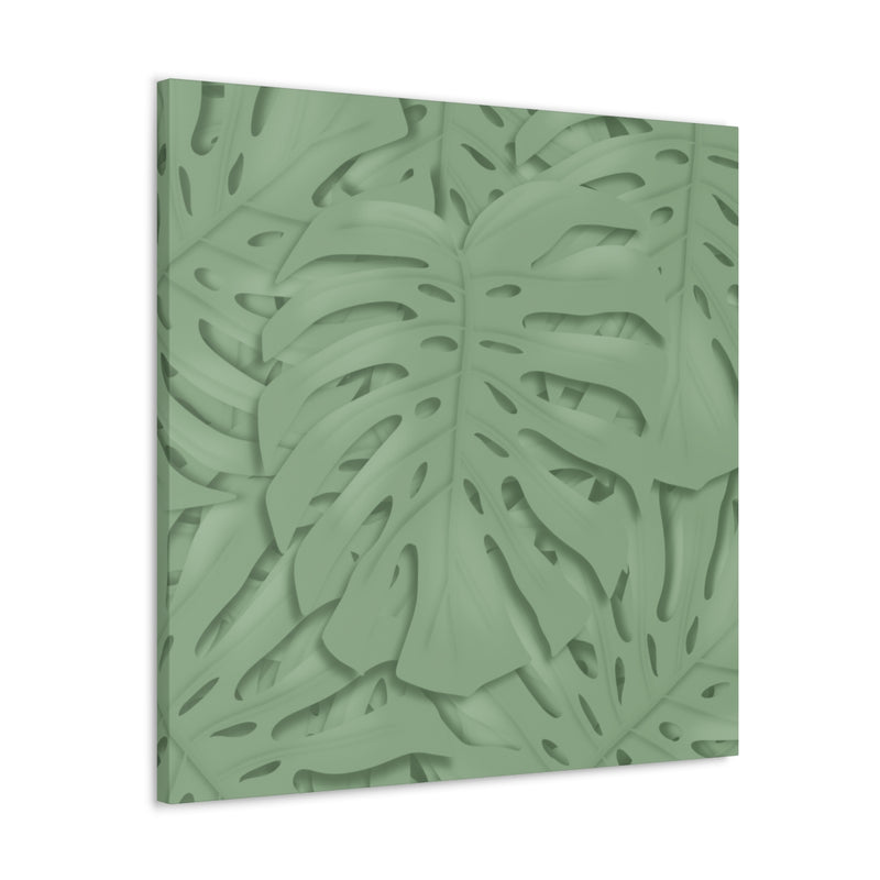 Deep Sage Monstera Canvas