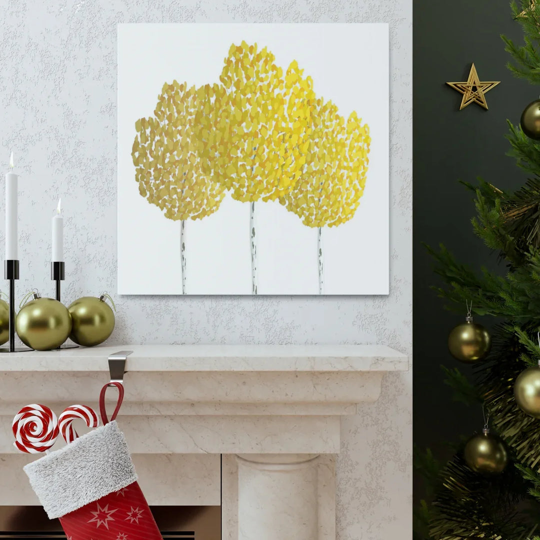 Fall Aspen Canvas - Stretched Cotton Canvas Art Print With Yellow Fall Foliage